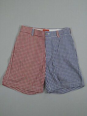 Southern Proper Club Short Men’s 30 Red White Blue Gingham Patchwork Shorts Patr